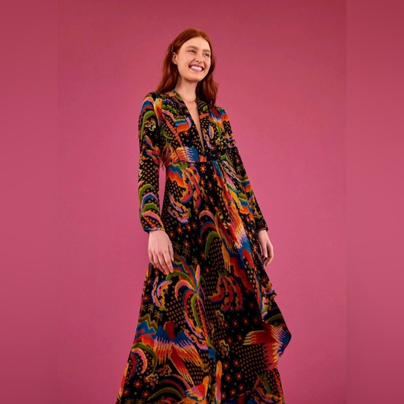 FARM RIO 🌟 RARE CROSS STITCH LOOK Maxi Dress - Picture 2 of 14